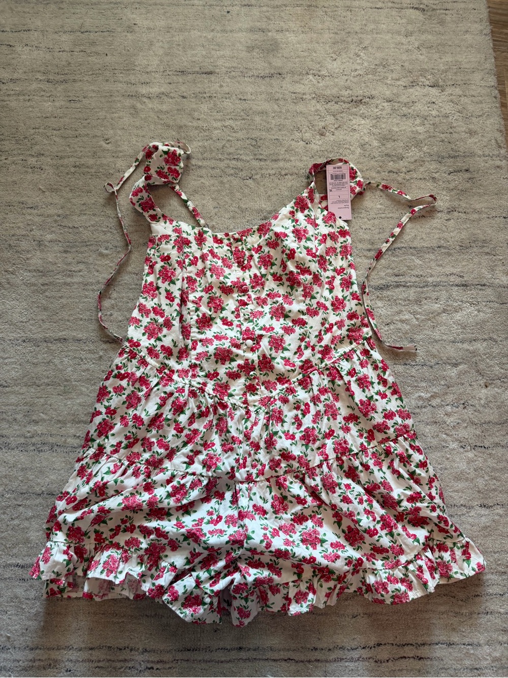 Target White Romper with Pink Floral Print for Women
